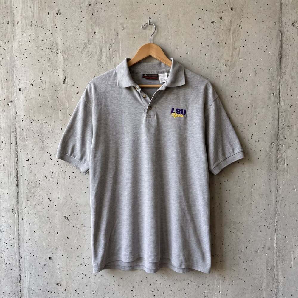 Twenty One Inc. LSU Tigers Polo Size L Gray Embroidered Logo
